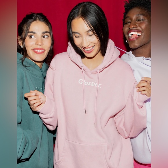 New & Limited! Glossier Embroidered Sage Green Hoodie Sweatshirt Size Medium NWT - Picture 6 of 7